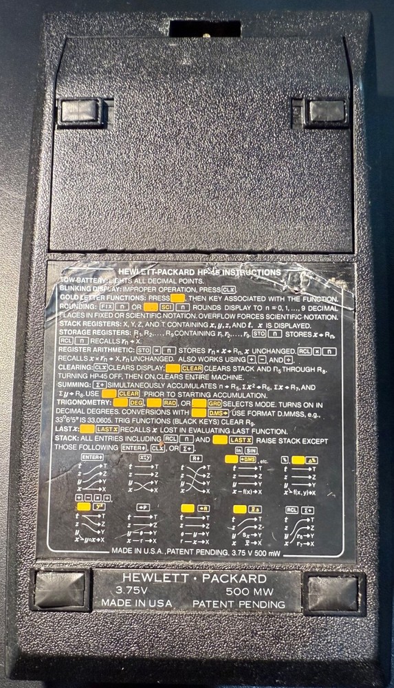 Hewlett Packard HP-45 Calculator with Hard Case, Power Adapter, Working