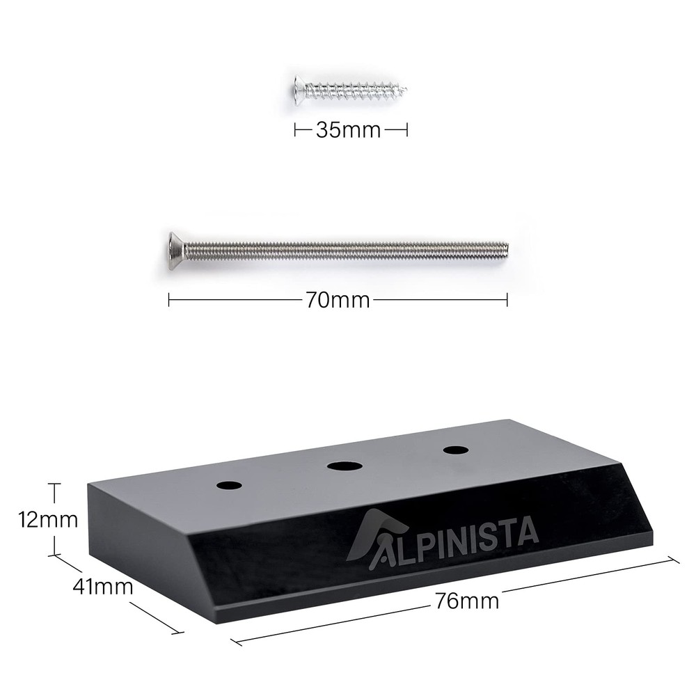 Alpinista Skateboard Wall Mount Horizontal Deck Standard, 1 Pack Black