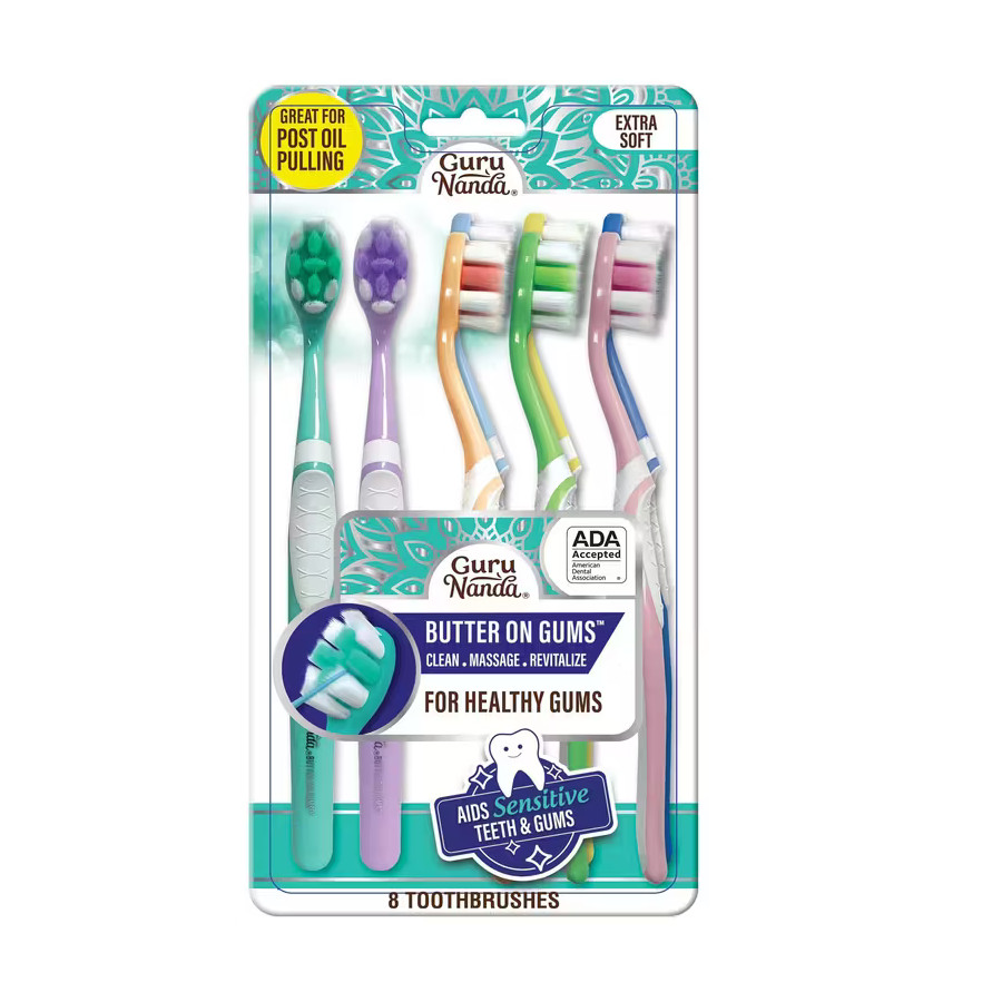 GuruNanda Butter on Gums Toothbrushes for Sensitive Gums, Extra Soft, 8ct
