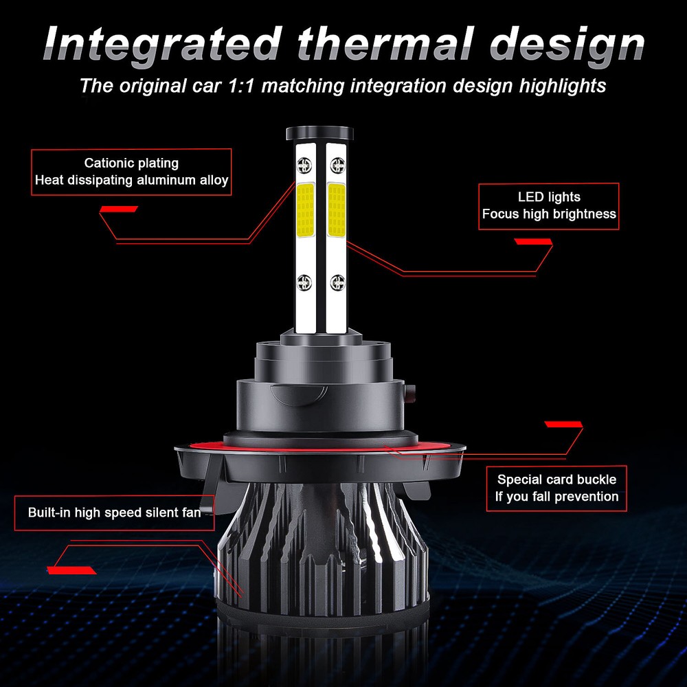 4pc LED Headlight High/Low Beam + Fog Light Bulbs for GMC Yukon Denali 2007-2013