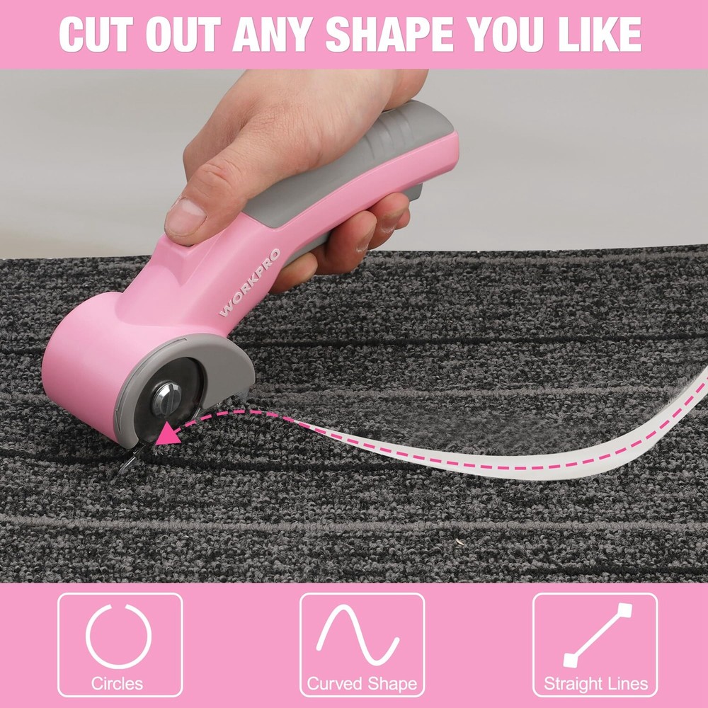 WORKPRO Cordless Electric Scissors, 4V Rotary Cutter with Storage Case 2000mAh