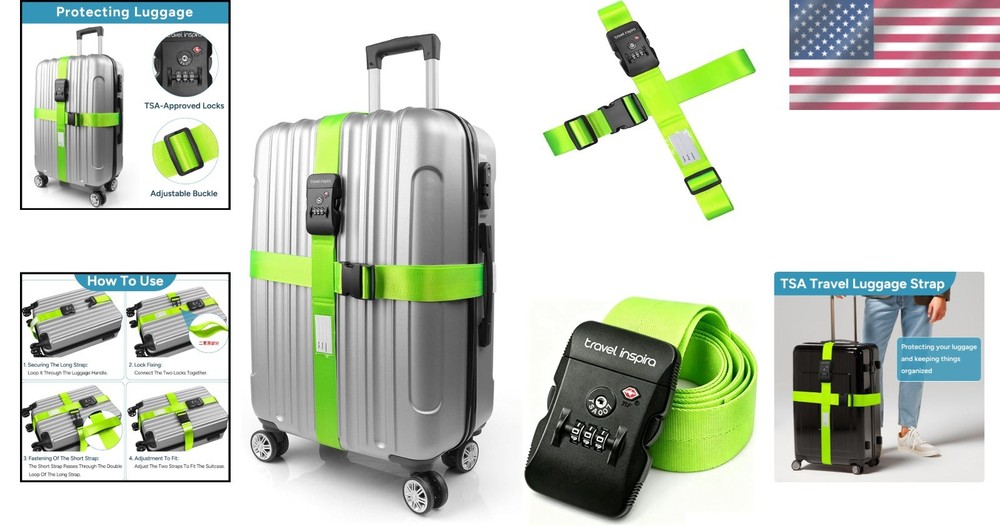Adjustable Suitcase Belt with Combination Locks, 2 Pack