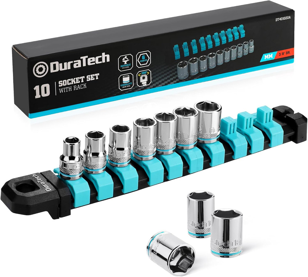 3/8" Drive Socket Set, Metric Socket Set 10PCS, Mechanic Metric Socket Sets with