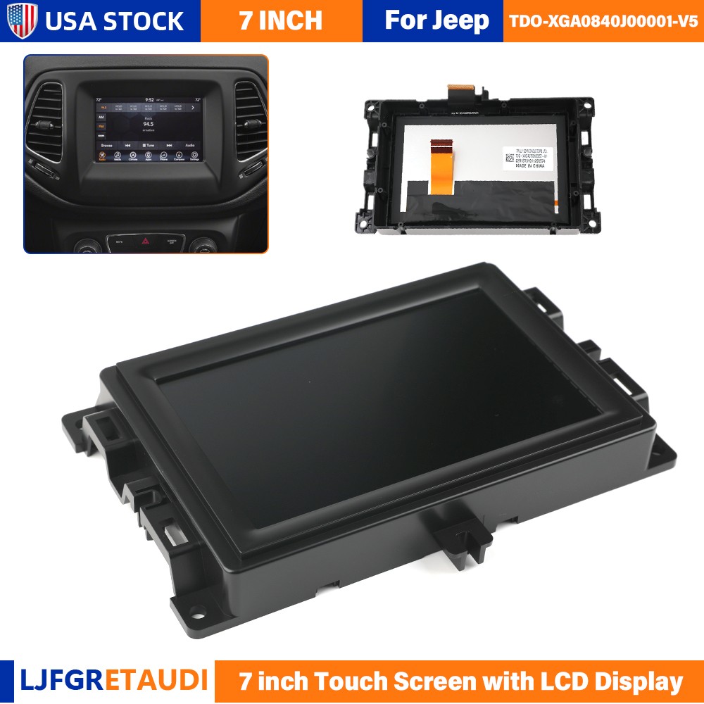 7" LCD Touch Screen Display w/ Frame Radio Navigation For 2017-2020 Jeep Compass
