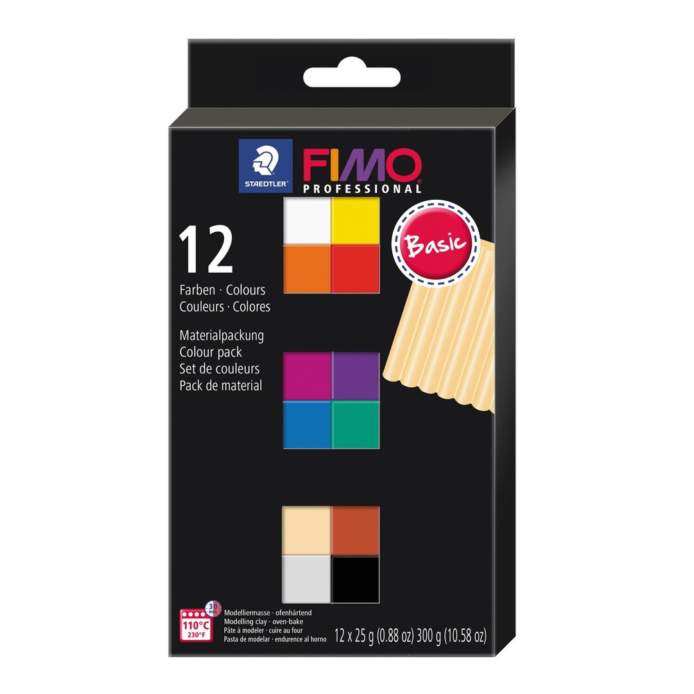 Original FIMO® Professional Modelling Clay (oven-bake) 12 Basic Colors Pack