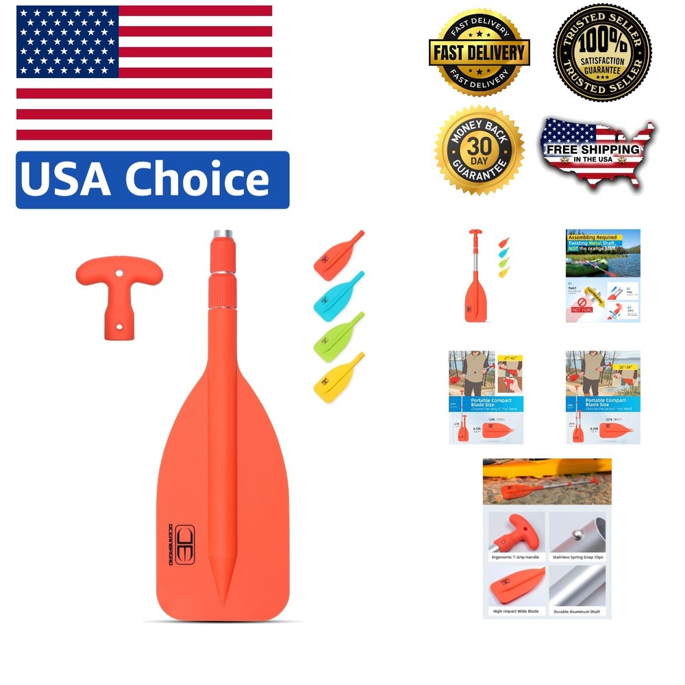 Adjustable Length Emergency Paddle 21''-42'' for Kayaking, Canoeing, & Boating