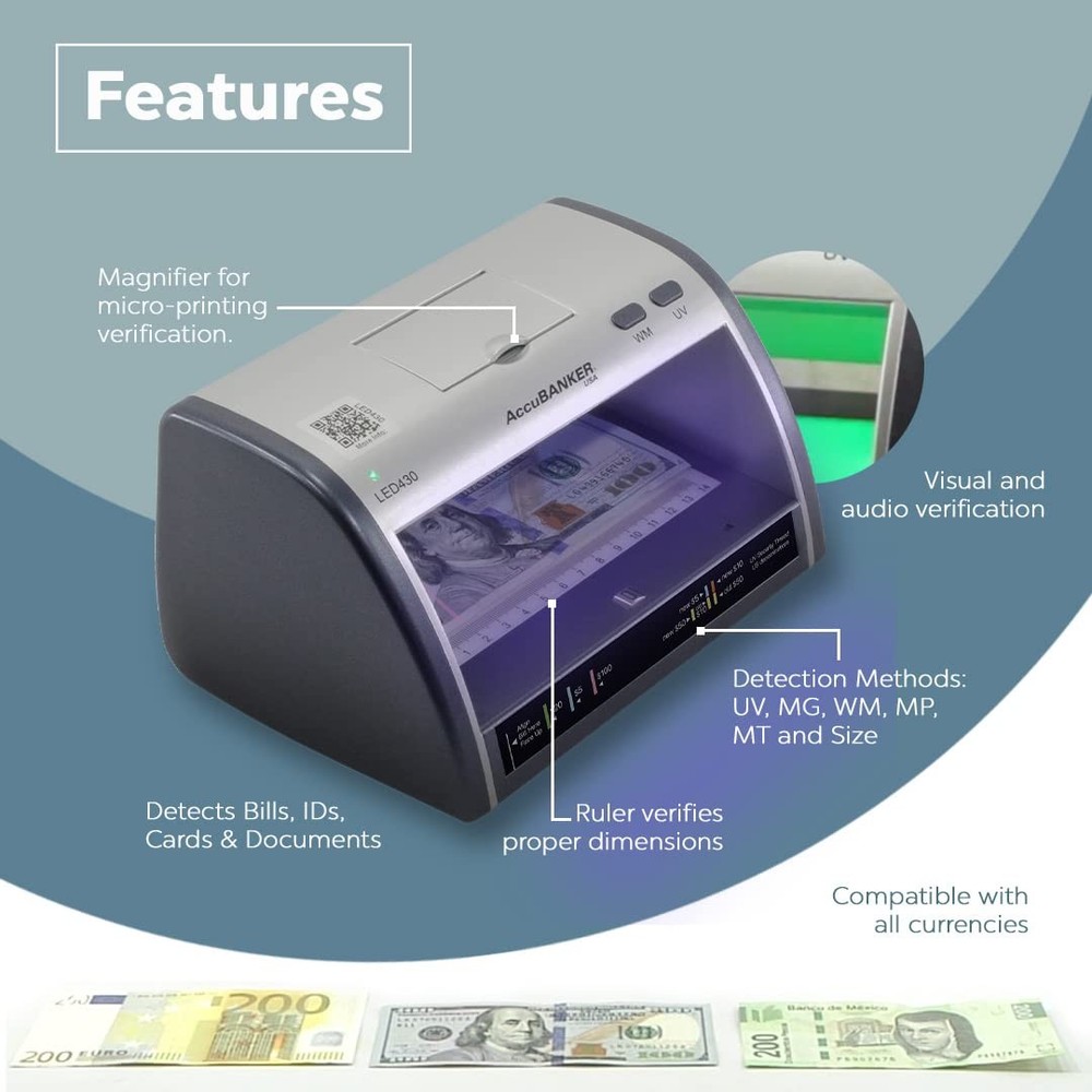 Led430 Counterfeit Detection System With Uv And Magnetic Verification Lights