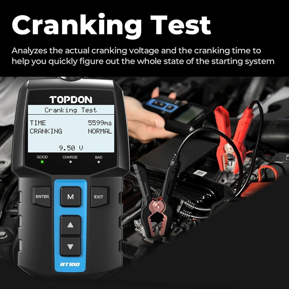 🔥TOPDON Car Battery Tester BT100 12V Battery Load Tester Battery Analyzer