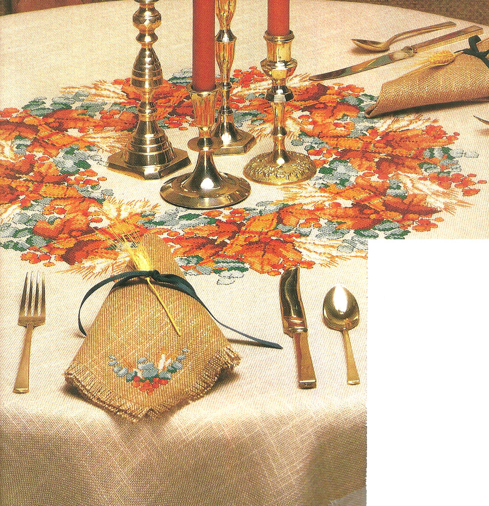 Autumn Wreath Tablecloth Center Cross Stitch Pattern CHART pages only