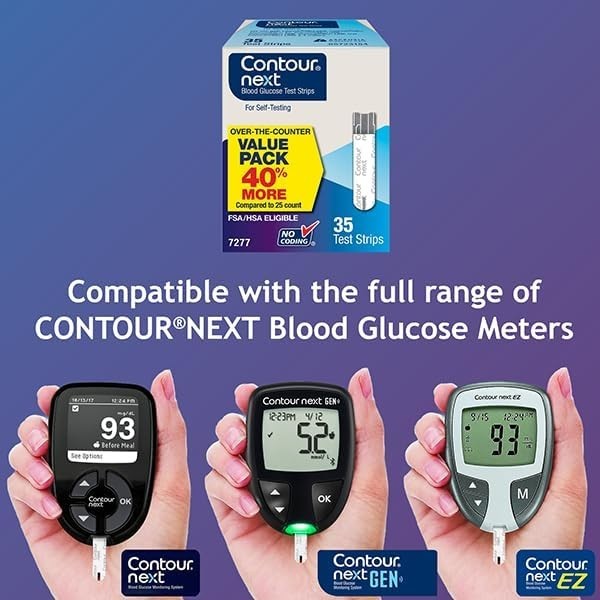 Accurate 35 Count Blood Glucose Strips - No Coding & Second-Chance Sampling