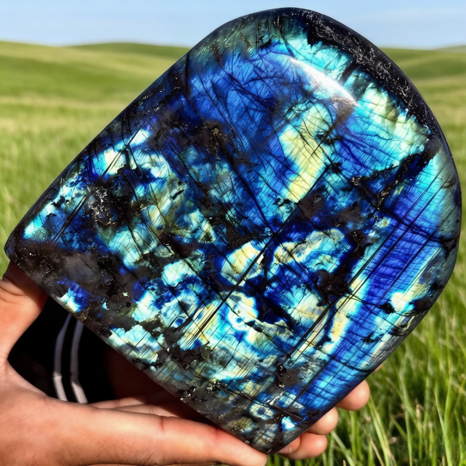 5.38LB Natural Labrador flash moonstone quartz crystal mineral specimens