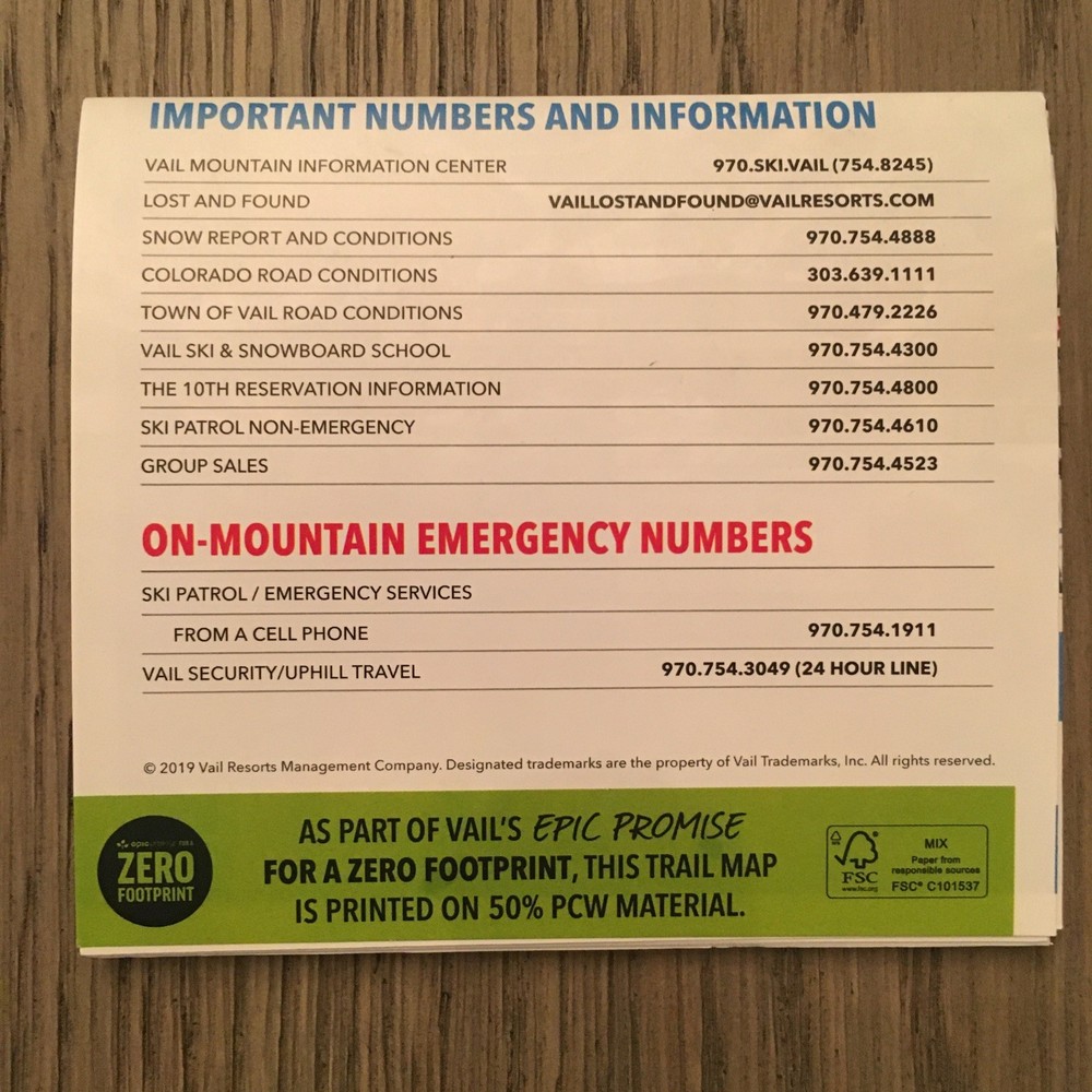Vail TRAIL MAP 2025-2026
