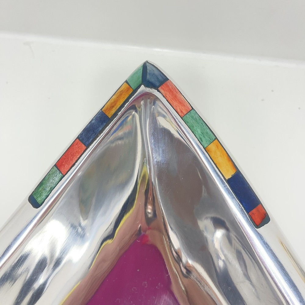 Mikasa Carnival Triangular Bowl DPK01-738 Silver Center Piece Dish Tray
