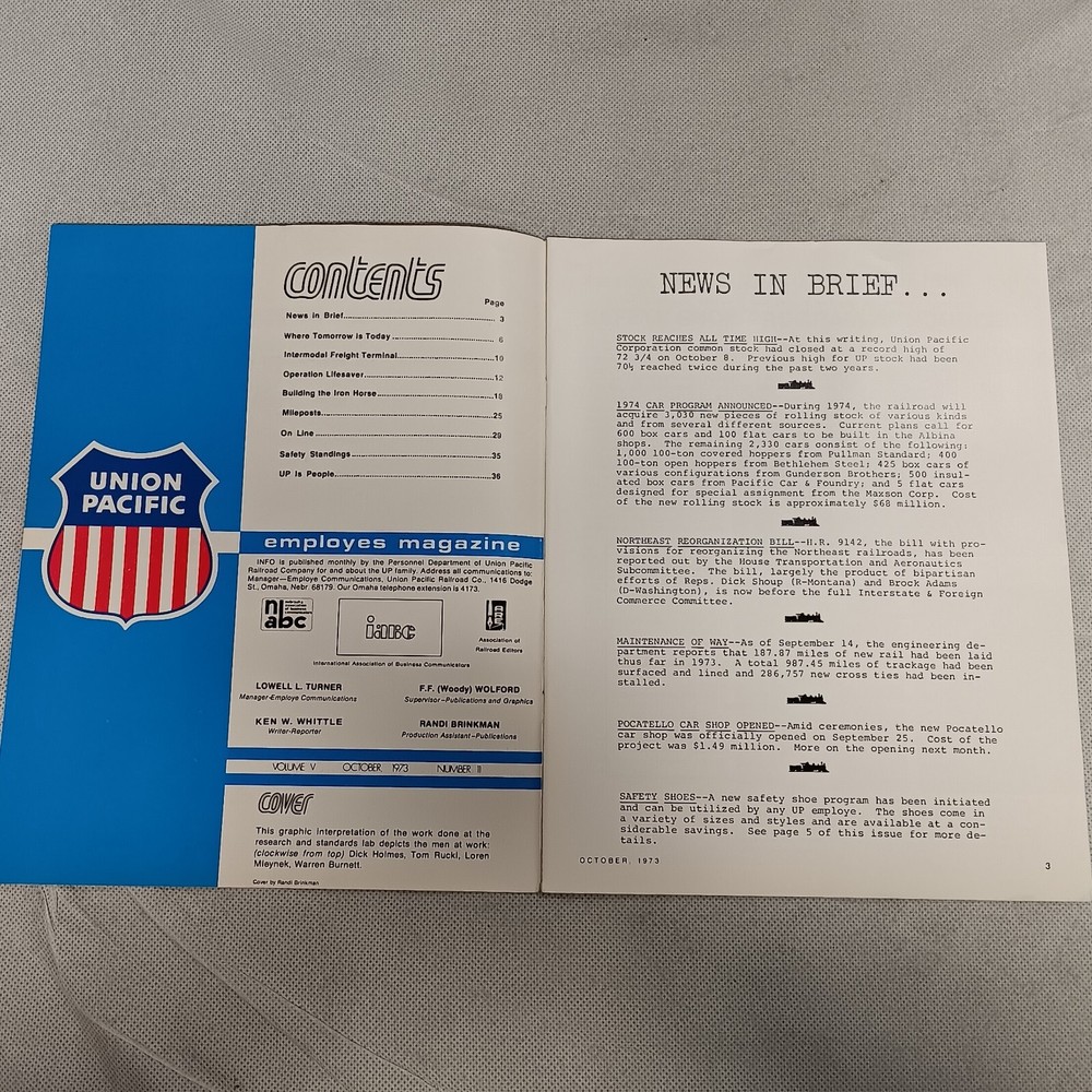 Union Pacific Railroad Info Magazine October 1973