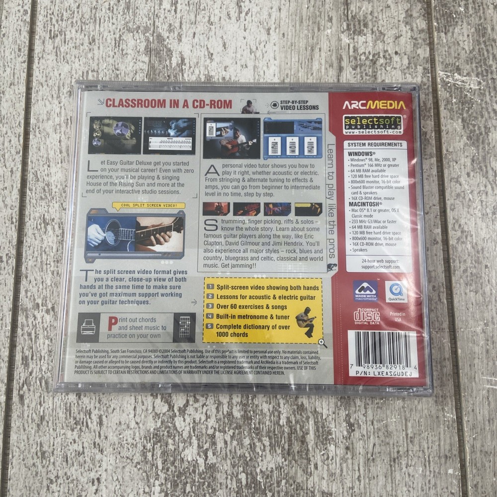 Easy Guitar Deluxe PC WINDOWS / MAC CD-ROM ARC Media New Sealed