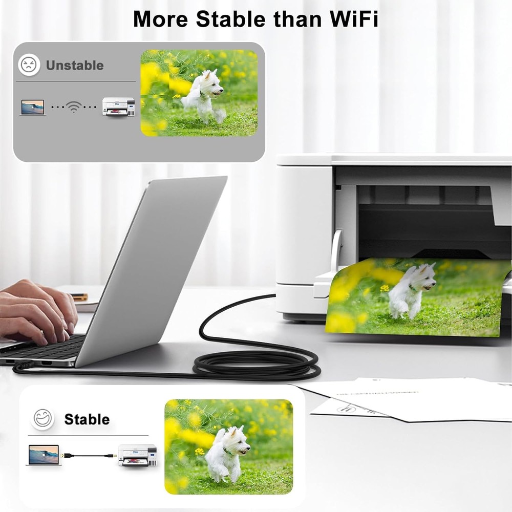 10FT USB Printer Cable,USB A to B Scanner Cable Cord Type B...