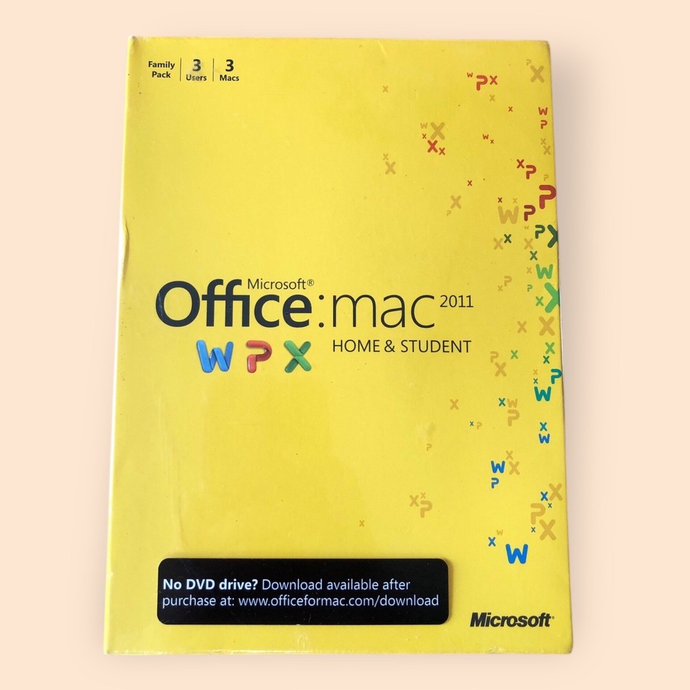 Microsoft Office: Mac 2011 Home & Student Yellow Family Pack Software NEW Sealed