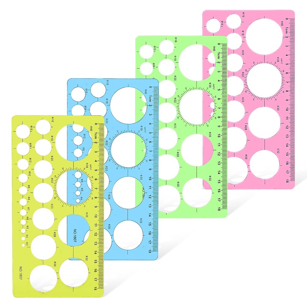 Circle Template for Drawing 4 Pcs Circle Stencils Drafting Tools Set Stencil ...