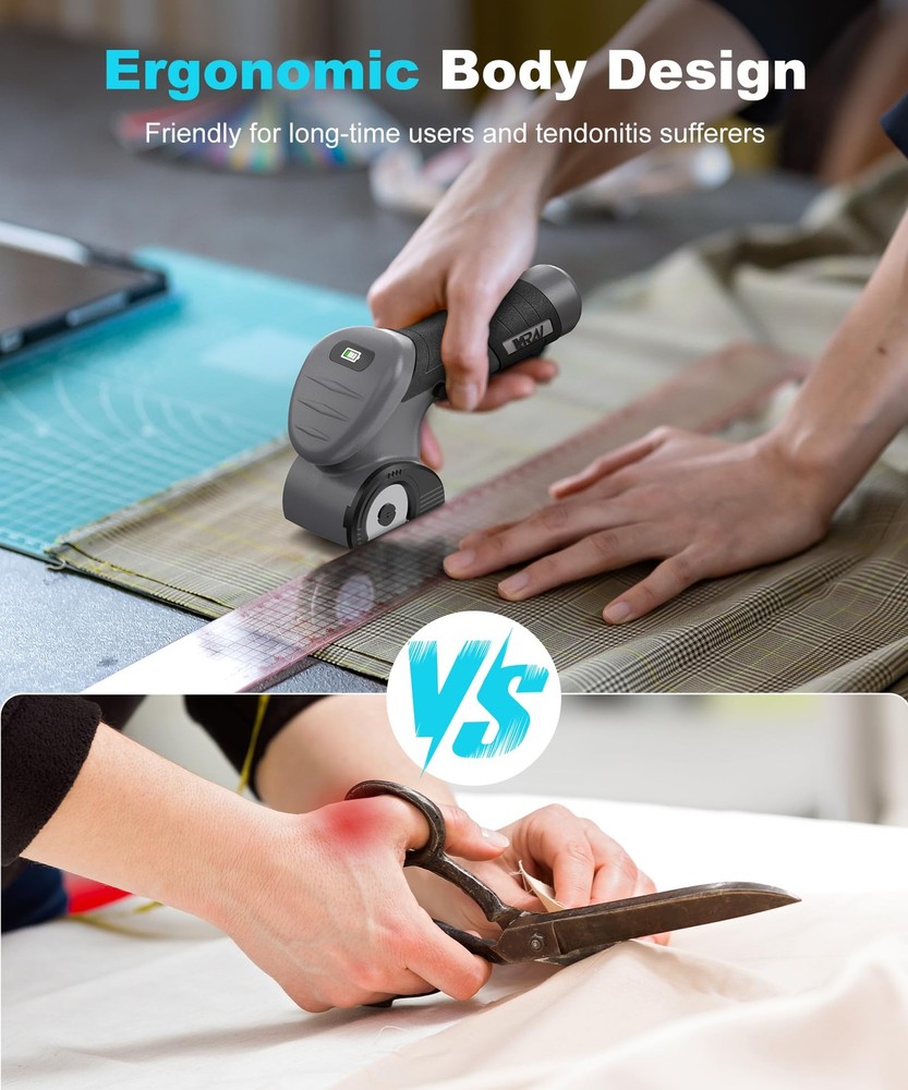 Cordless Electric Scissors - Fast, Rechargeable Cutter for Fabric & Leather