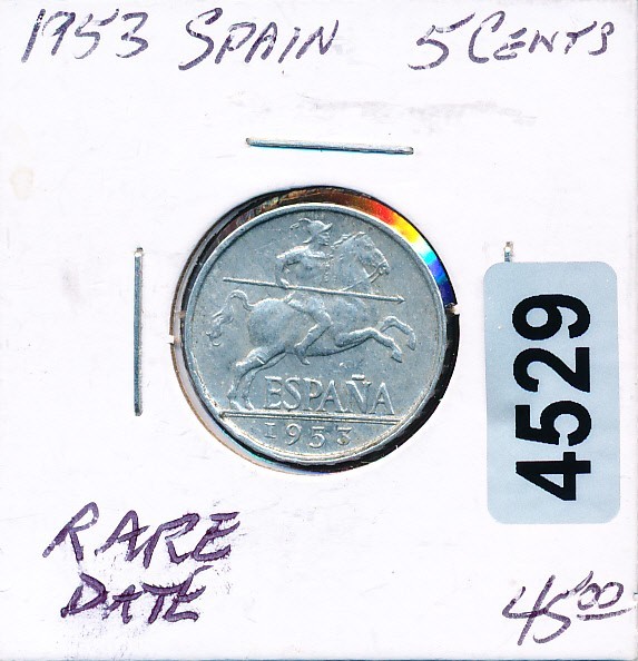SPAIN  - 5 CENTIMOS - 1953 - RARE DATE - #4529