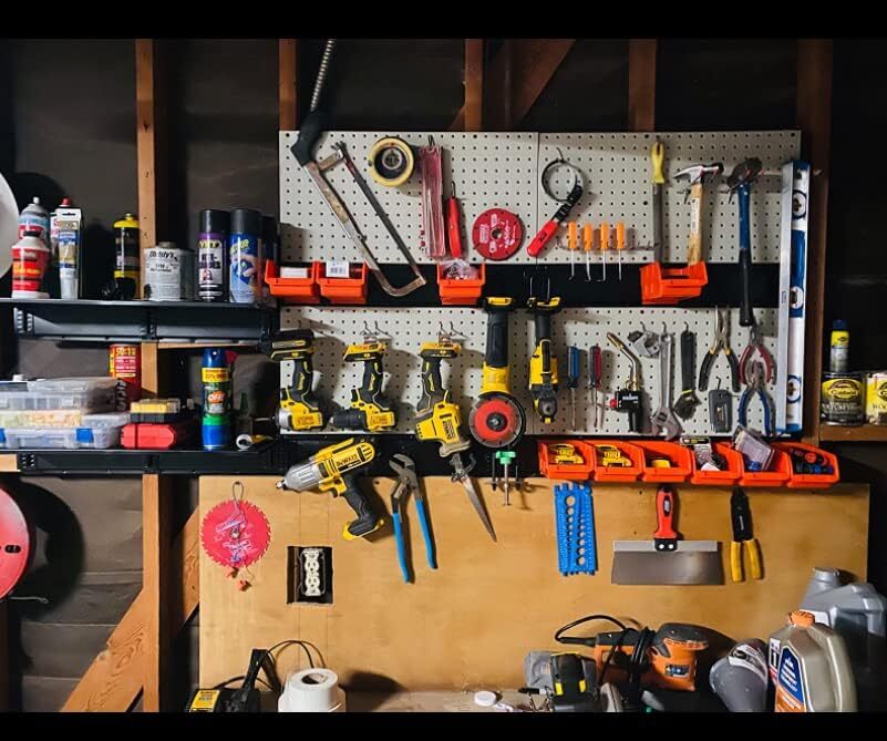 2 Pcs Metal Pegboard Wall Panels, Peg Boards for Garage Tool Storage Garage