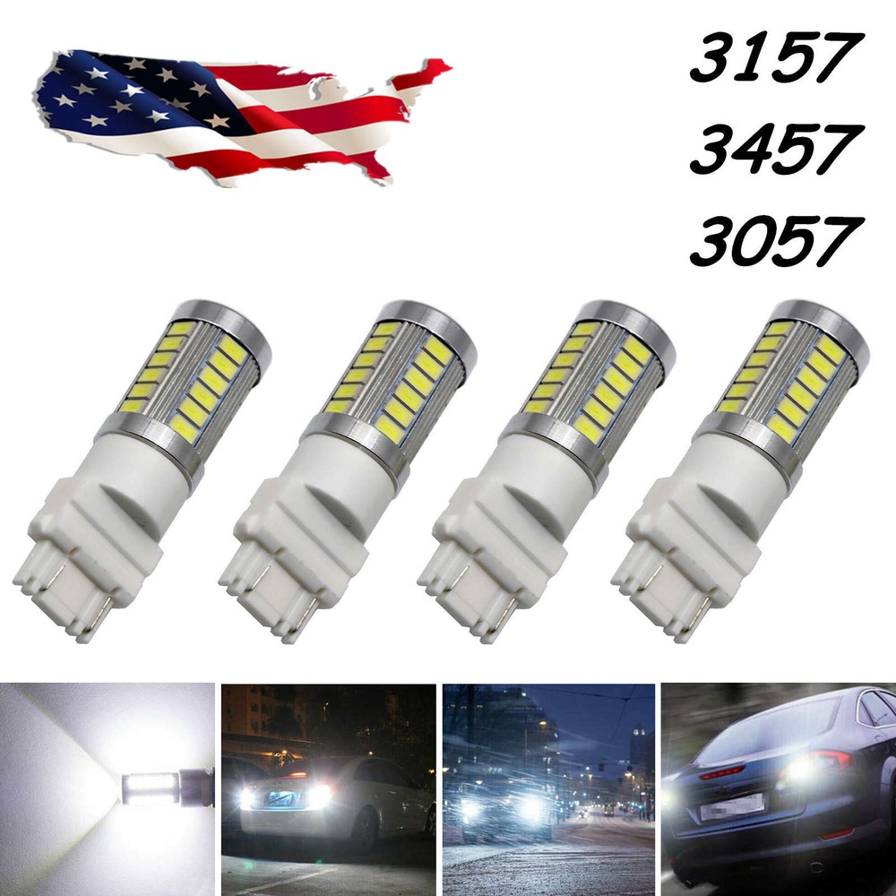 4X 3157 3457 3057 Signal 33SMD Backup Reverse Tail Turn LED Light Bulb White
