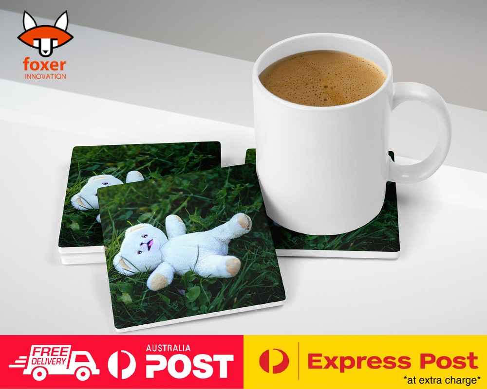 COASTER COFFEE DRINKING MAT|CUTE CUDDLY WHITE TEDDY BEAR #1