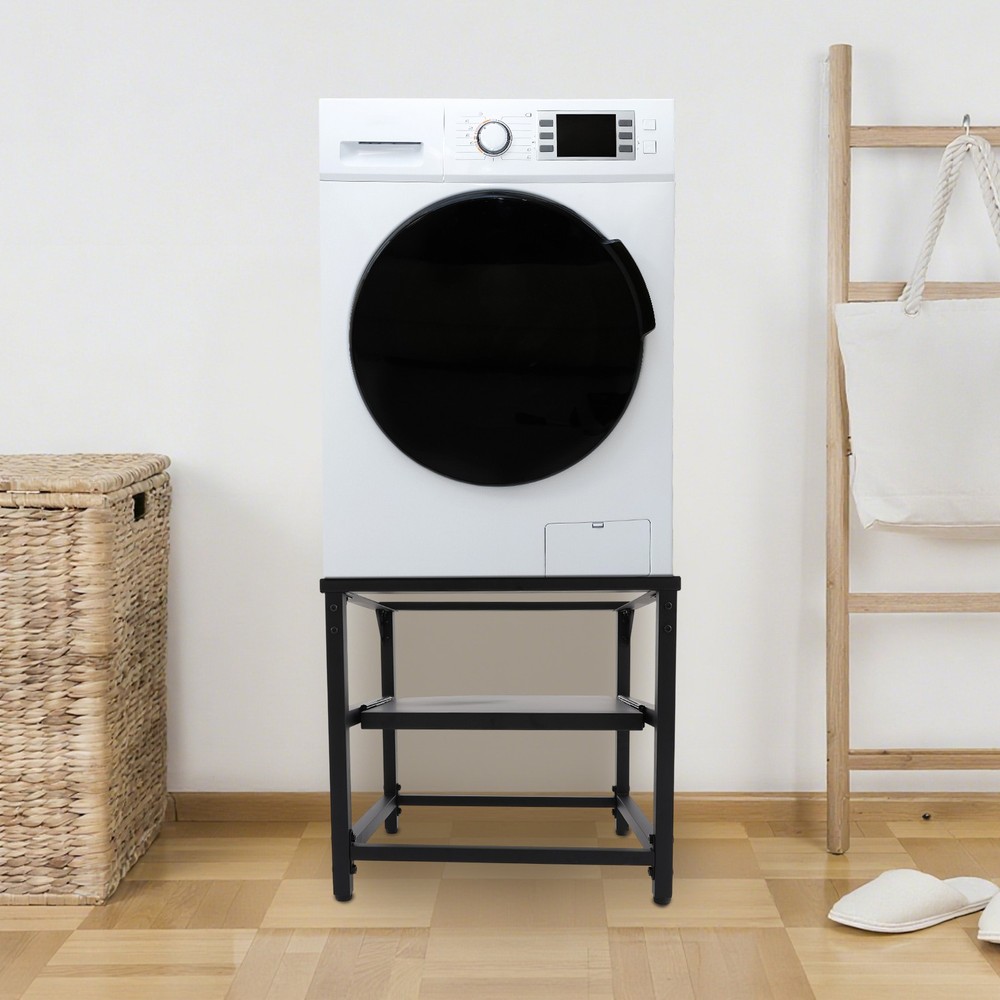 Modern Washing Machine Base Dryer Stand, Washing Machine Base with Shelf Black