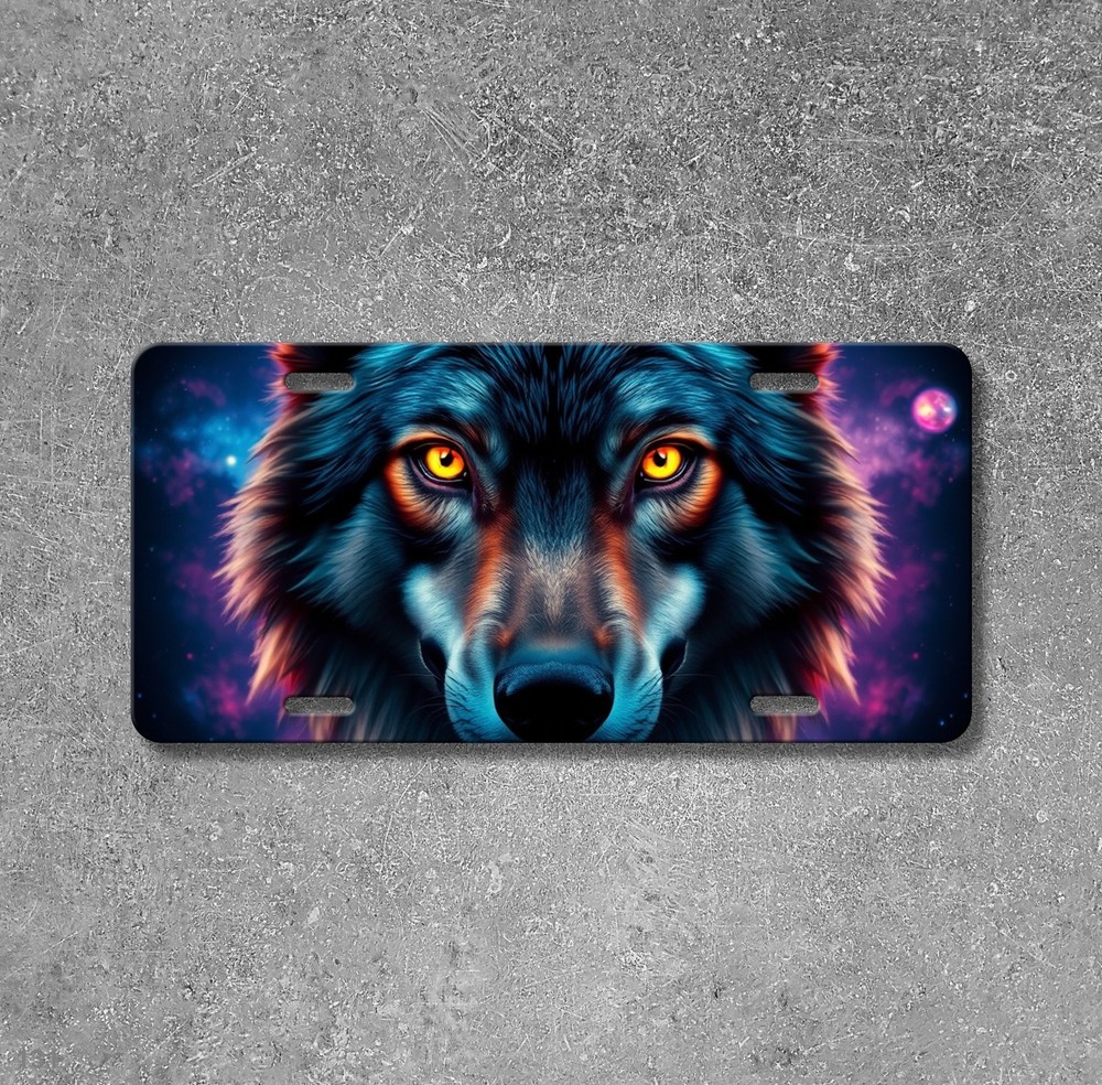Bold Wolf License Plate Add Text Car Tag Gift Idea