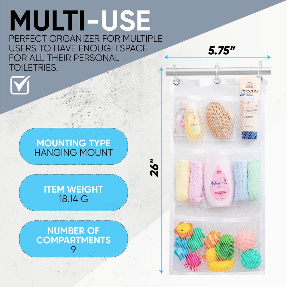 Handy Laundry Hanging Shower Organizer (2-Pack) - White 2-Pack