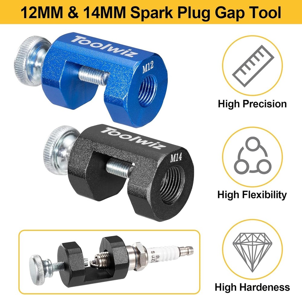 Toolwiz Spark Plug Gap Tool 2pcs, High Precise Blue+Black(12MM&14MM)