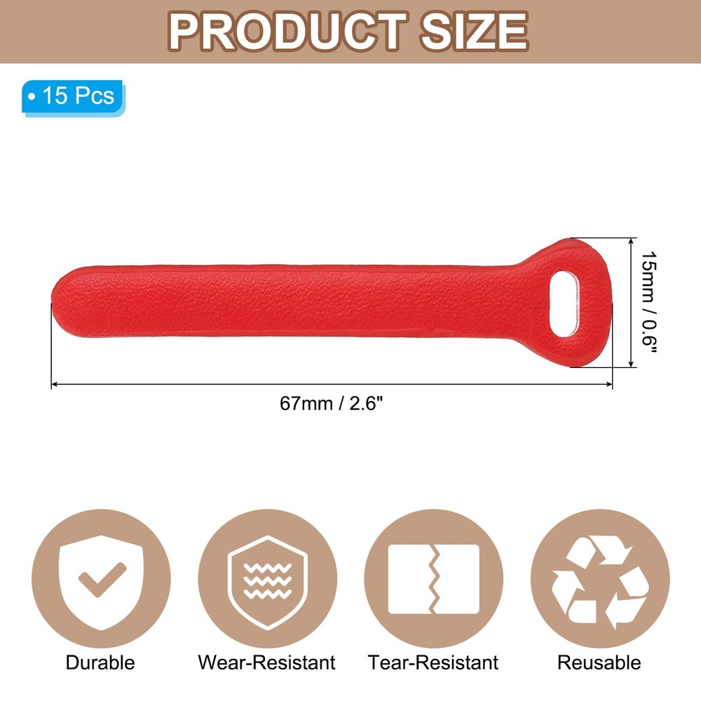 15 Pcs Leather Zipper Puller, 2.6" Zipper Sliders, Red