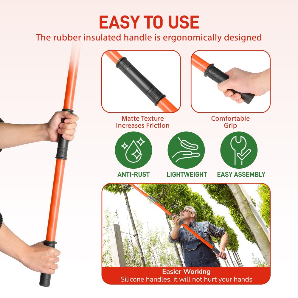 26ft Manual Pole Saw, Lightweight Tree Trimmers Long Handle Pruner Set