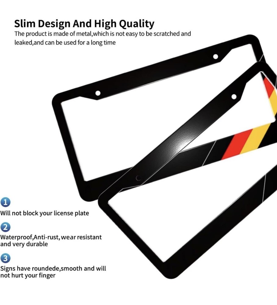 German Flag License Plate Frame Two Sides