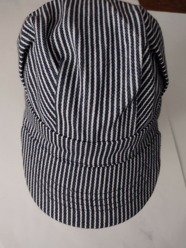 Kids 2 Engineer Caps Thomas Train & Plain Blue White Stripes Made in U.S.A.