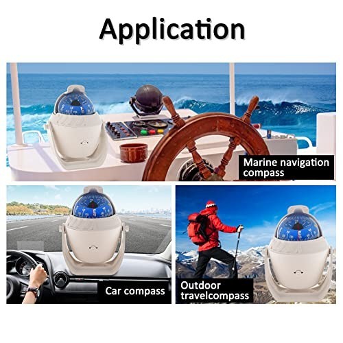 Flush Mount Marine Compass with Light - Pivoting Dashboard Compass for Boat & Ca