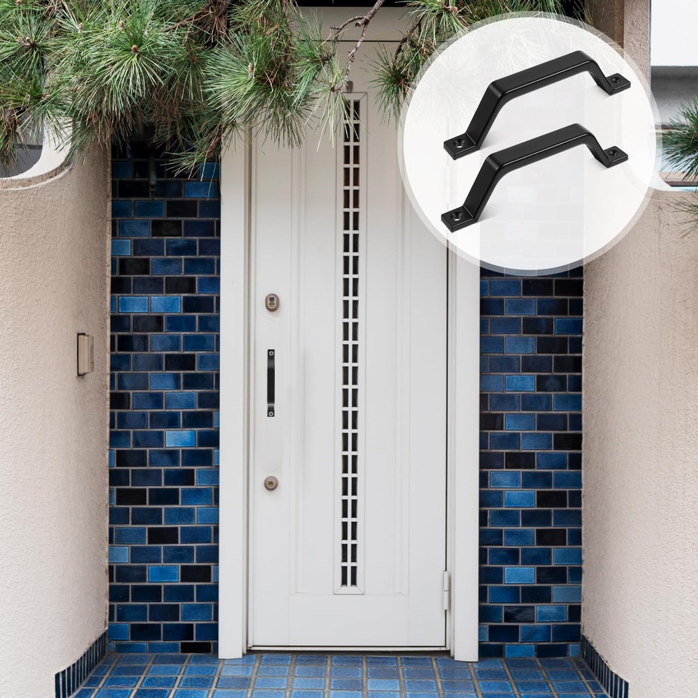 ZEYIYER 2 PCS Black Barn Door Handle 6.1 Inch Pull Handle, Gate