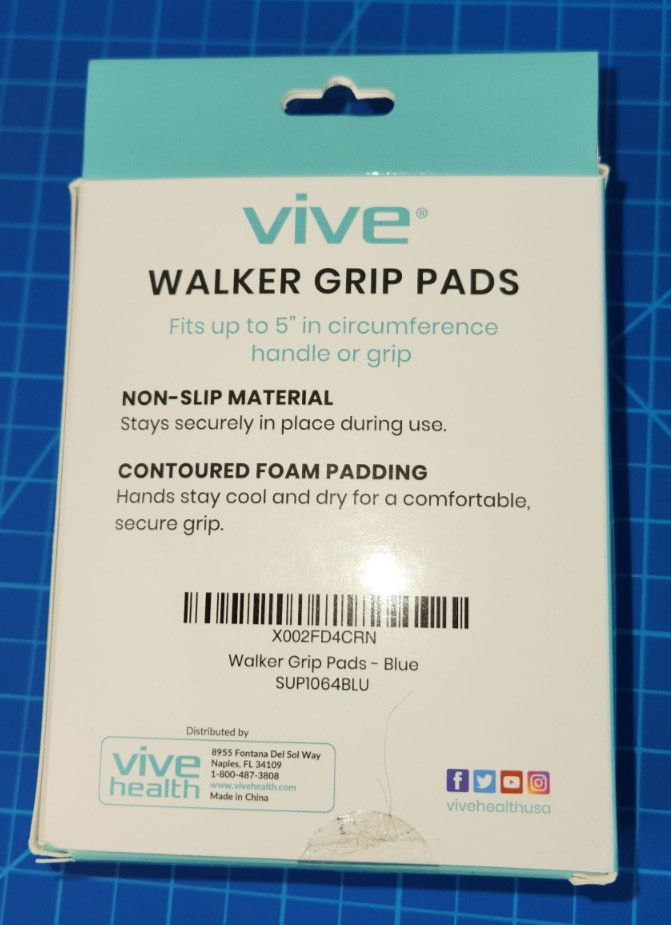 Vive Walker Handle Cushions - Padded Hand Covers, for Walker or Rollator, New