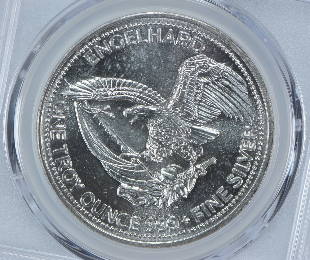 1987 Engelhard Prospector 1 Oz Silver Round Eagle Reverse MS66 PCGS