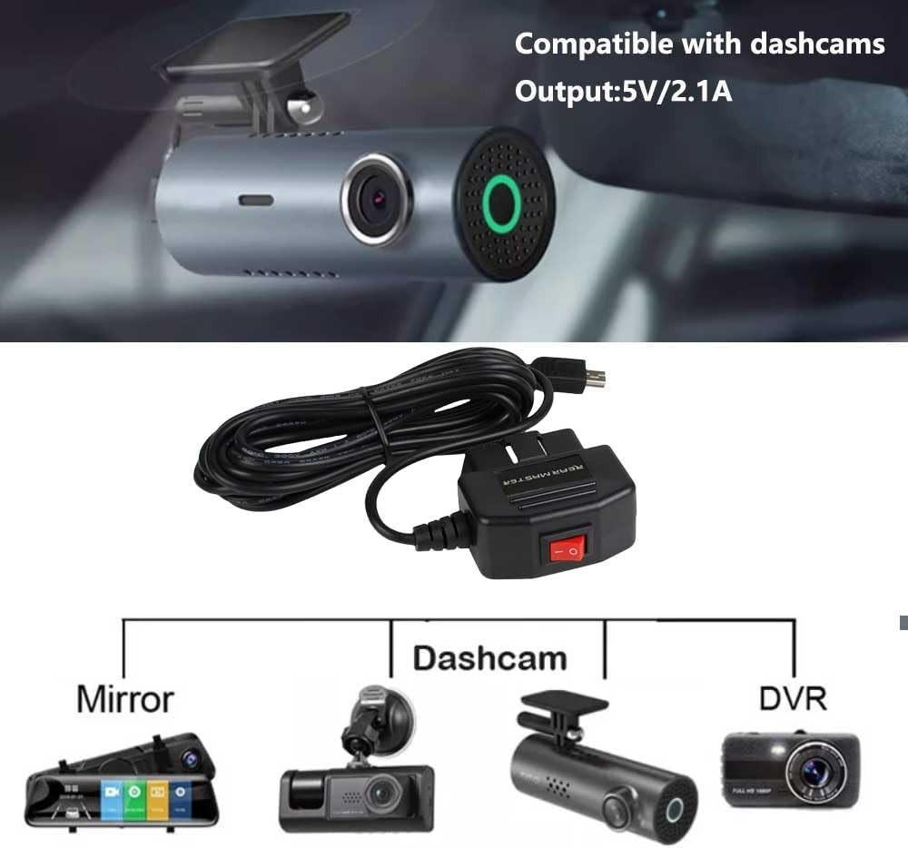 24/7 Dash Camera Power Supply - OBD Type-C Cable with Mode Switch Functionality