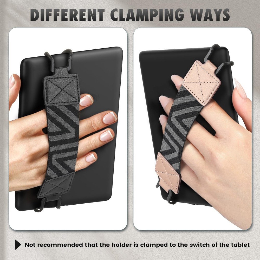 2 Pack Portable E Reader Tablet Hand Strap Holder Black Rose Gold Compatibility