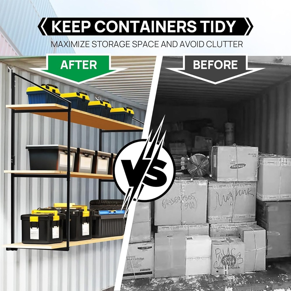 2 Pack Shipping Container Shelving Shelf Capacity up to 1100 lbs 3 Tier