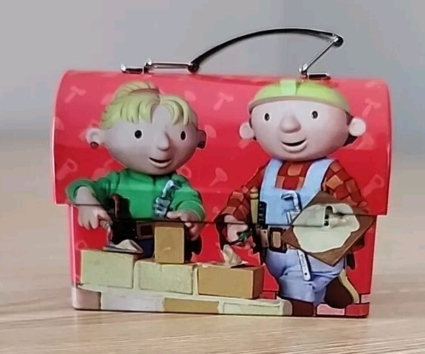 Bob the Builder Tin Mini Lunch Box 2004 Holiday Ornament / Decor 3" EUC