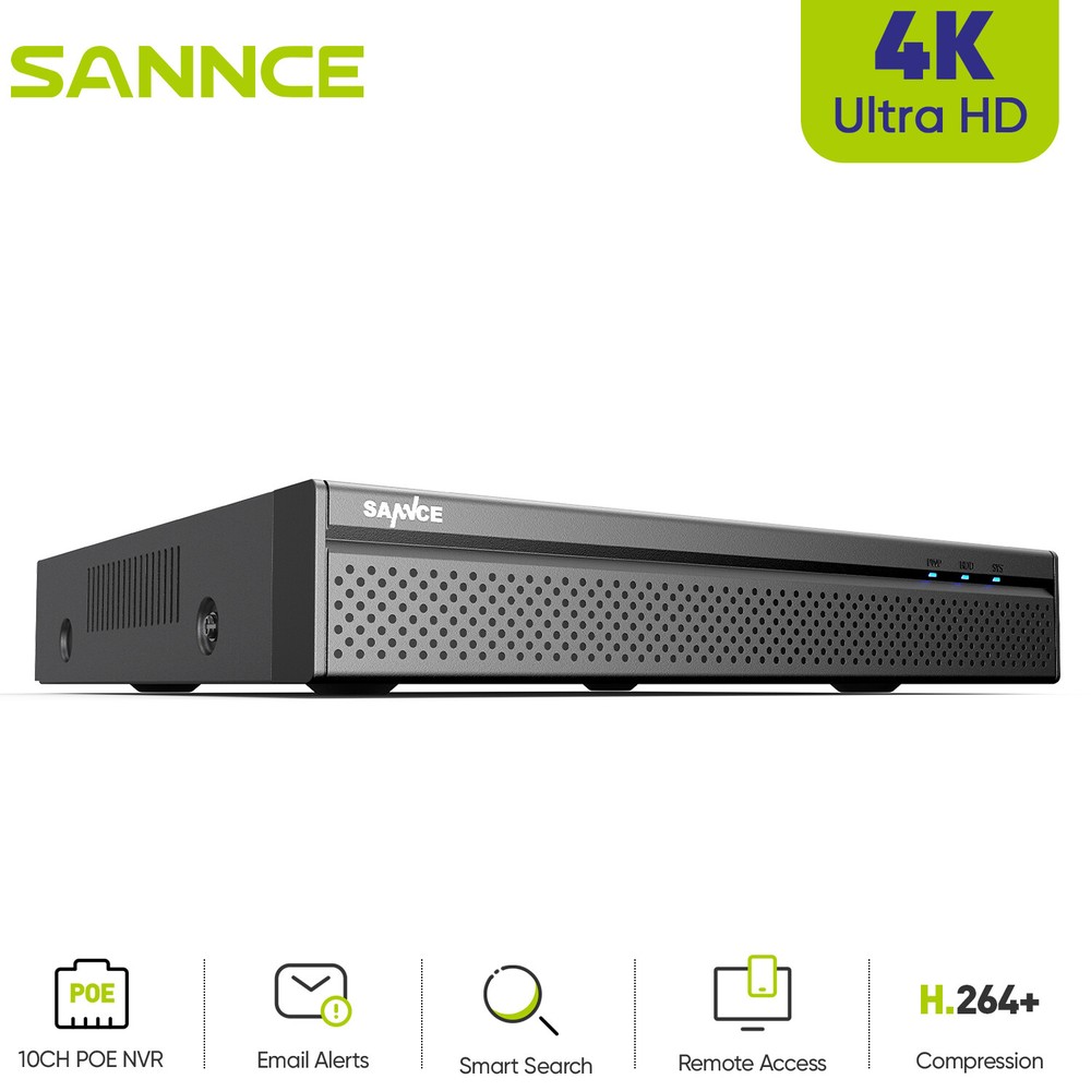 SANNCE 4K POE IP Security 8CH 8MP NVR Video Recorder For Security Camera System
