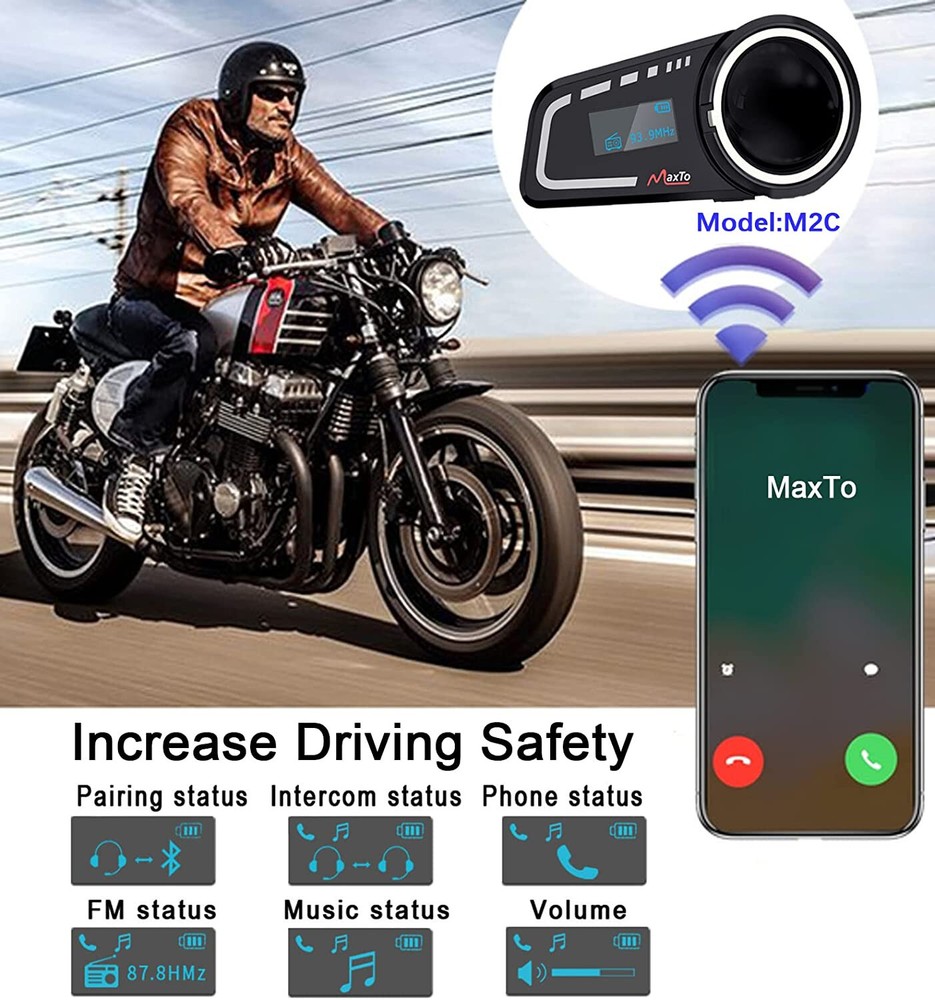 Bluetooth Intercom Headset 1000M 6 Riders Group Helmet Communication System