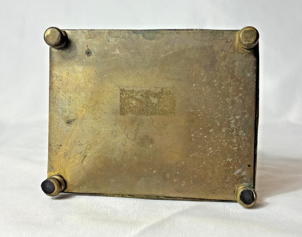 Antique Brass Mirror Table Top Cherub Angel Painter