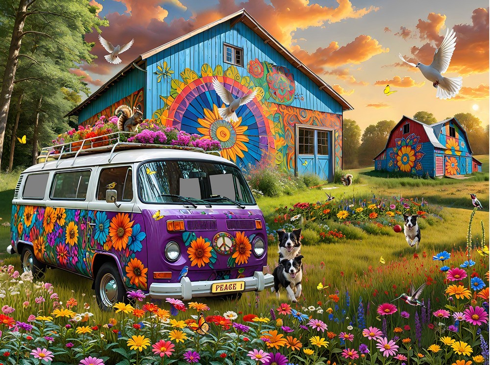SunsOut Hippie House 500 pc Jigsaw Puzzle