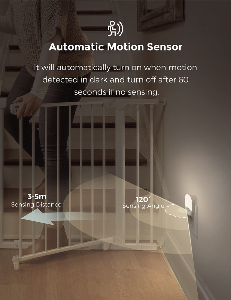 Motion Sensor Night Light, [2 Pack] Motion Activated Night Light, Daylight Wh...