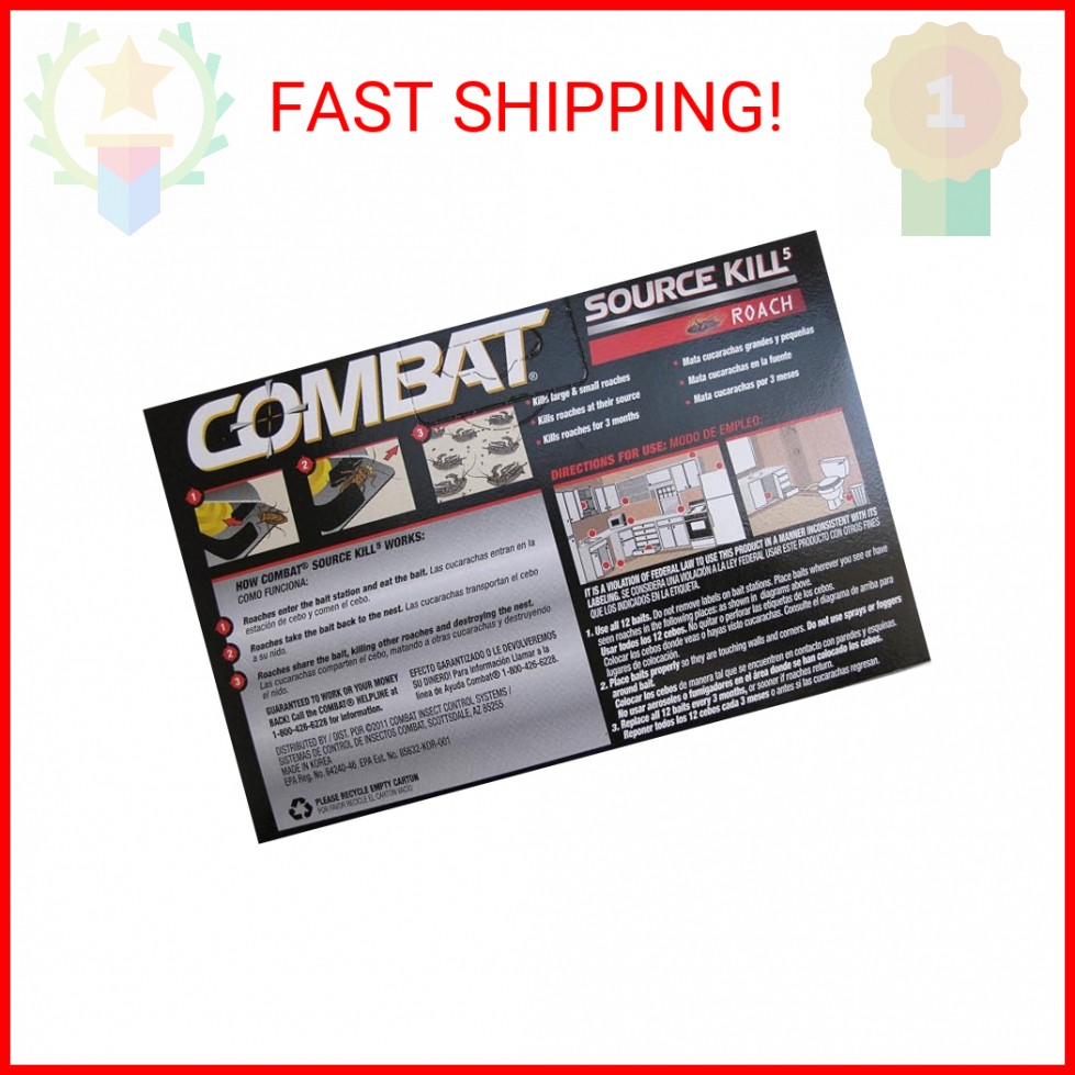 Combat Source Kill 5, Kills Small & Large Roaches at Their Source, Kills Roaches