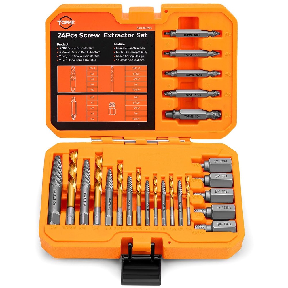 24 Piece Screw Extractor and Left Hand Drill Bits Set, Easy Out Screw Extract...